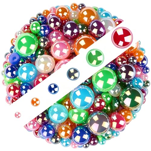 1500 Pcs AB Half Pearls for Crafting, Mixed Sizes 3/4/5/6/8/10mm Flatback Pearl Beads for Crafts, Gems for Nail Art Making, Shoes Clothes Embellishments (A00 Mixed Deep Colors AB) - color: A00 Mixed Deep Colors AB