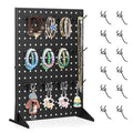 Acfunique Peg Board Display Stand for Vendors with 12 Hooks Metal Tabletop Pegboard Display Stand for Craft Shows 17" X 13" Retail Display Racks Peg Board Organizer Holder Black - size: Black 1 Display+12 Hook