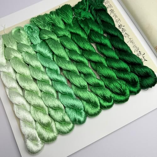 100% Nature Mulberry Handmade Embroidery Silk Thread Woven Jewelry Accessory Artificial Flowers Cross Stitch Floss DIY Sewing Kits 9 Gradient Colors 110m Each (16) - color: 16