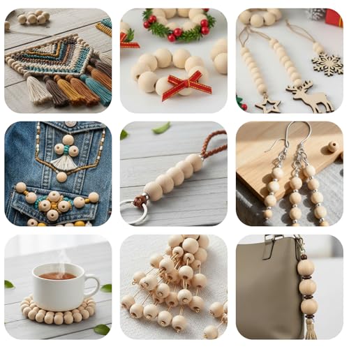 BigOtters 65-Pack 25mm (1 Inch) Natural Unfinished Wood Beads, Round Spacer Beads for DIY Jewelry Making, Home Decor, Craft Supplies, Art Projects & Party Decorations