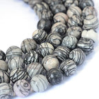 KISSITTY 235pcs 8mm Natural Black Silk Stone/Netstone Bead Strands, Natural Gemstone Crystal Beads Round Smooth Chakra Energy Healing Crystals Gemstones for DIY Jewelry Bracelets Necklaces - color: Natural Black Silk Stone/Netstone