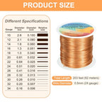 HARFINGTON Wire 203ft Length 24 Gauge Copper Craft Jewelry Wrapping Wire Tarnish Resistant Beading for Jewelry Making Supplies Crafting, Rose Gold - color: Rose Gold