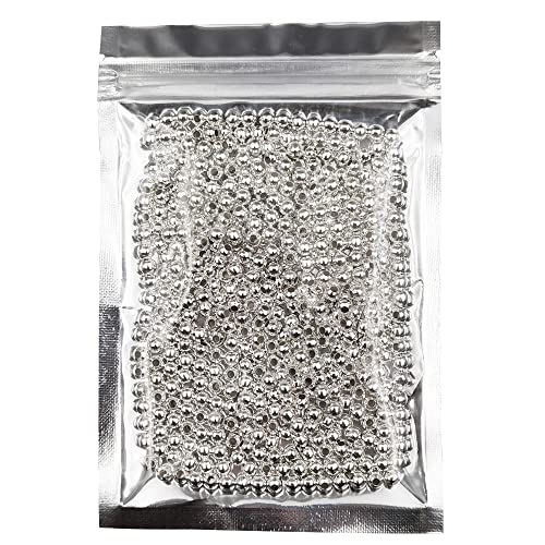 500 Pieces 5mm Silver Iron Metal Spacer Bead Round Loose Beads - size: 5mm