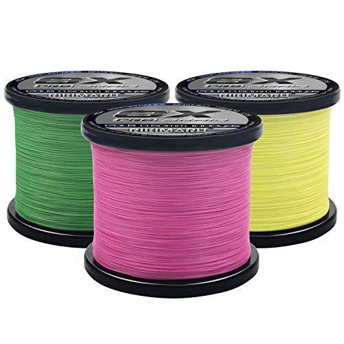 Rikimaru 8X Pro Braid Fishing Line 6LB-170LB, 300yds-1000yds Fluo-Green,Lemon Yellow,Plum Pink - color: Fluo-Green, size: 10LB(0.12mm)-1000Yds