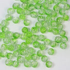 100Pcs 10mm Crackle Glass Beads for Jewelry Making - Round Spacer Crystal Beads Bulk, DIY Craft Supplies for Necklace Bracelet Earrings (Leaf Green Transparent) - color: Leaf Green Transparent