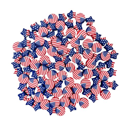 100 Pcs Polymer Clay Beads Mixed Heishi Spacer Beads Supplies for DIY Bracelet Earring Necklace Jewelry Making (American Flag) - color: American Flag