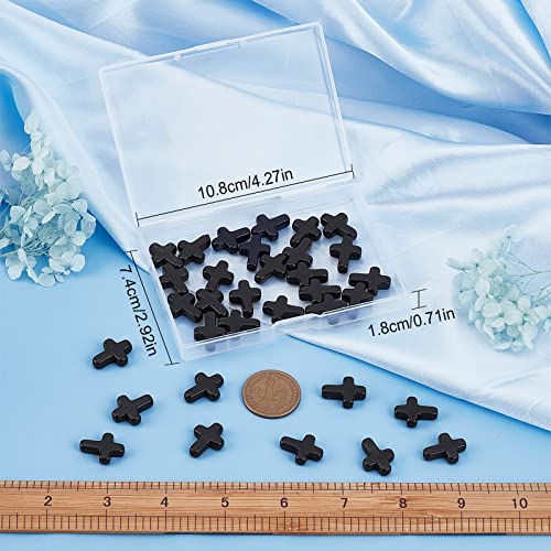 SUNNYCLUE 1 Box 40Pcs Black Cross Beads Easter Turquoise Cross Beads Bulk Mini Stone Gemstone Small Spacers for Jewelry Making Charms Rosary Beading Kit Bracelet Necklace Supplies Craft - color: 40pcs 15x20mm Black Cross Beads