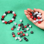 Ferreve 90 Piece Acrylic Dice Beads 10mm Dice Beads Bulk, Casino Games Birthday Party Supplies, Jewelry Making, Bracelet Necklaces Lanyard DIY Handicrafts(Red, Black, White) - color: Red, Black, White