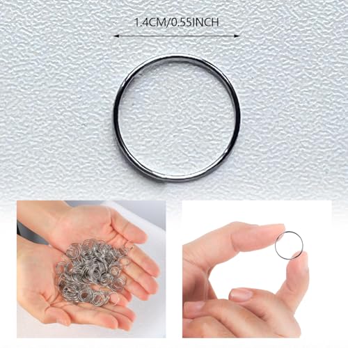 H&D 500pcs Round Edged Split Circular Ring Clips for Crystal Lamps, Crystal Curtain, Crystal Garland, Necklaces, Keys, Earrings, Jewelry Making and Craft Ideas (14mm, Silver) - color: Silver