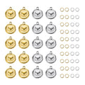 Heart Charms for Jewelry Making Stainless Steel Round Bulk Charm Pendant 2 Colors Charms with Jump Rings - color: Heart Gold Silver