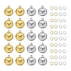 Heart Charms for Jewelry Making Stainless Steel Round Bulk Charm Pendant 2 Colors Charms with Jump Rings - color: Heart Gold Silver