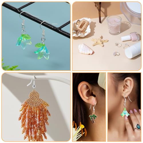 400 Pcs Stainless Steel Earring Hooks Fish Hook Earrings for Jewelry Making French Wire Hooks Coil and Ball Style Earwires Ear Wires for Women DIY Dangle Earrings Crafts Supplies - color: Silver