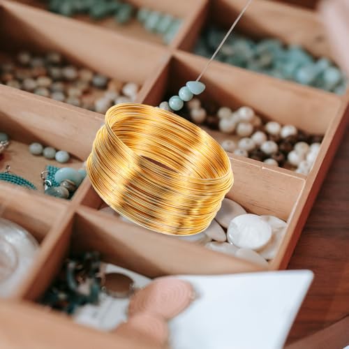 Homoyoyo 4 Rolls Memory Wire for Jewelry Making, Flexible Metal Wire for Bracelets, Necklaces, Rings, Earrings DIY Craft Supplies, Gold and Silver, 100 Loops Each, Suitable for Beading