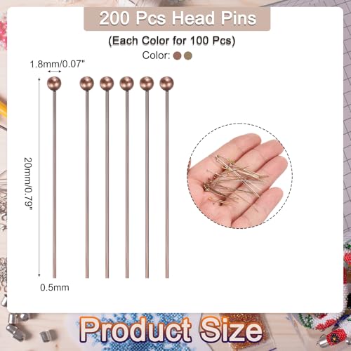 MECCANIXITY 200Pcs Plated Ball Head Pins Jewelry Making 24 Gauge 20mm Wire Head Pins for DIY Craft Necklaces Bracelets Earrings, Bronze and Purple Bronze - color: Bronze and Purple Bronze, size: 20mm