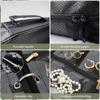 Travel Jewelry Organizer and Storage Case for Women, Travel Jewelry Storage with 36 Velvet Zipper Velvet Pouches, Portable Gift for Earrings Necklaces, Rings, Bracelet, Watch