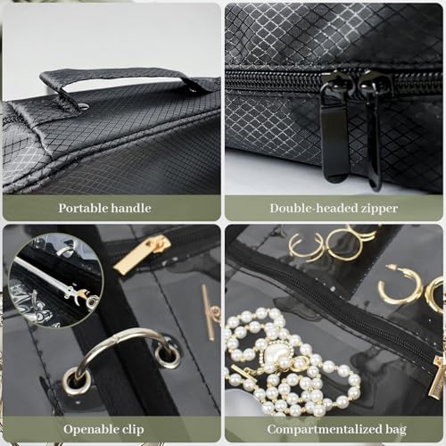 Travel Jewelry Organizer and Storage Case for Women, Travel Jewelry Storage with 36 Velvet Zipper Velvet Pouches, Portable Gift for Earrings Necklaces, Rings, Bracelet, Watch