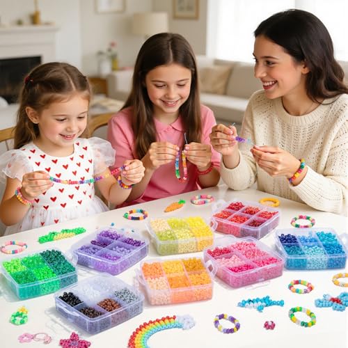 Umikk 10,000PCS Pony Beads Bulk, 48 Colors 6x9mm Plastic Kandi Beads for DIY Bracelet Making Hair Braiding Kandi Jewelry Key Chains Crafts Gifts (5.73LB, Shockproof Packaging) - color: 48colors10000pcs