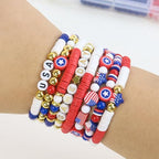 YXFEIR 2480pcs Clay Beads & Charms Jewelry Making Kit, 4th of July White Red Blue Beads Bracelet with Clay Beads Glass Seed Beads, Patriotic-Themed Bracelet Making Kit with Letter Beads and Charms