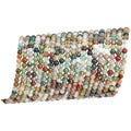 1 Box 652pcs 4 Strands Indian Agate Round Beads Colorful Gemstone Mixed Color Polished Moss Spacer Loose Stone Rondelle Bead Strand for Jewelry Making Bracelet Necklace DIY Craft Supply