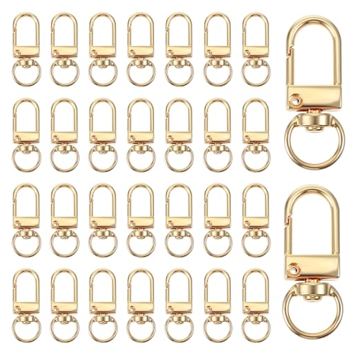 30Pcs Lobster Claw Clasps Keychain Clasp Clips Metal Swivel Lobster Clasp Hook Key Chain Hooks Gold Swivel Snap Hooks for Keychains DIY Lanyard Crafts