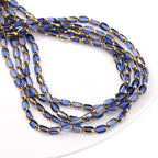 Glass Rice Beads Clear Royal Blue 4x6mm 50pcs Faceted Oval Golden Edge Crystal Loose Beads for DIY Craft Jewelry Making - color: Clear Royal Blue