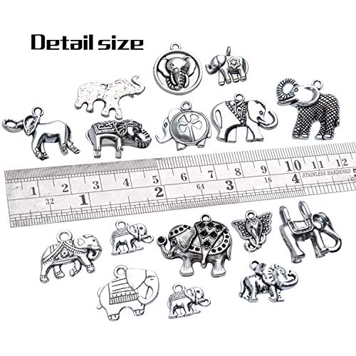 100g Antique Silver Elephant Charms Tibetan Animal Charms Pendants for Bracelets Necklace Jewelry Making - style: Silver Elephant Charms