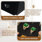 Homeanda Ring Display Stand with Velvet Lining, 2 Pcs L-Shaped Jewelry Organizer with Individual Slots, Sturdy Non-Slip Base for Retail Display, Home Storage & Photography (8" x 4" x 9.6") - style: 2 PCS