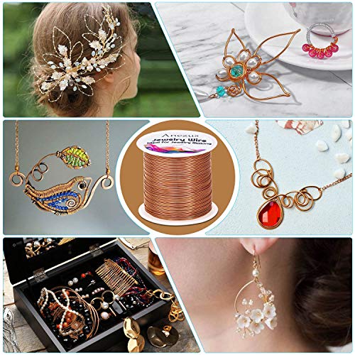 22 Gauge Jewelry Wire, Anezus Craft Wire Tarnish Resistant Copper Beading Wire for Jewelry Making Supplies and Crafting (Copper, 49 Yards/45 Meters) - color: Copper