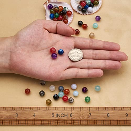 Craftdady 225pcs 8mm Natural Round Agate Stone Beads Striped Agate Dragon Veins Agate Crackle Agate Loose Beads Energy Healing Gemstone Beads for DIY Jewelry Crafts, 15 Styles - color: Mixed Color Agate
