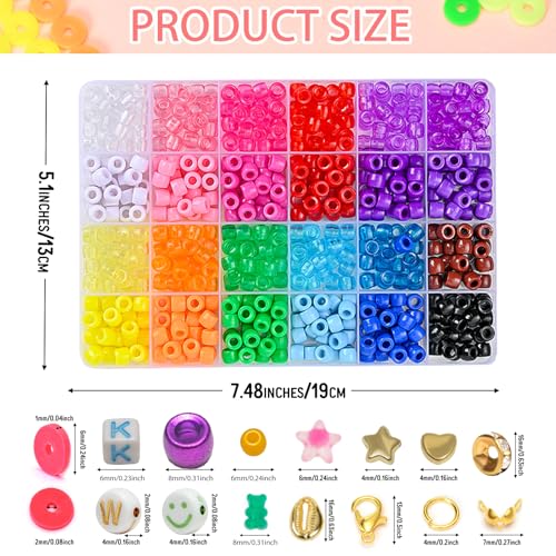 SJZWSD Friendship Bracelet Making Kit– 6 Boxes of Pony, Seed, Clay & Letter Beads, UV Glow in The Dark Beads, Tools & Charms – Jewelry Craft Kit for Kids & Adults - color: GlowMuse