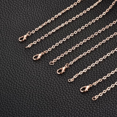 HARFINGTON 20 Pack 18 Inch Necklace Chains Bulk 2mm Rose Gold Plated Cable Chains with Lobster Clasps for Jewelry Making - color: Rose Gold, size: 18 Inch x 2mm