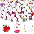 15Pcs Acrylic Beads Round 16mm UV Fruit Print Fit for DIY Jewelry Bracelet Necklace Keychain Beadable Pens Mobile Phone Chain Making Cute (Fruit-Mixed Color) - color: Fruit-Mixed color