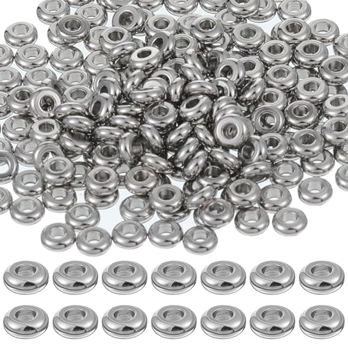 200 Pcs Stainless Steel Spacers Beads 4mm Round Bead Spacers 1.2mm Hole Metal Smooth Bead Finding for DIY Beading Jewelry Making