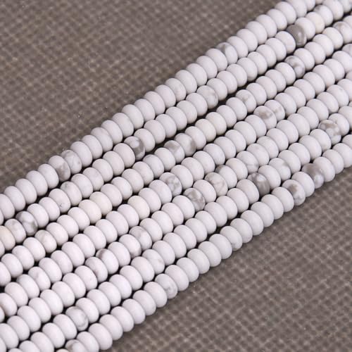 BONNY BOXX 1 Strand (150PCs) Natural 2 * 4mm Howlite Rondelle Beads, Natural Abacus Disk Stone Beads Loose Spacer Gemstone for DIY Bracelet Necklace Jewelry Making - color: Howlite, size: 2*4MM