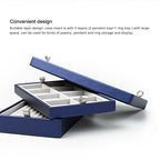 Oirlv Blue Leather Jewelry Box Handmade Travel Jewelry Organizer Storage Case Holder For Girl Lady Earring,Ring,Necklace,Pendant,Watch,Bracelet.(3 layers) - color: Blue