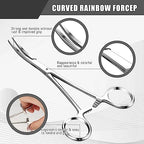 BBTO Hemostat Curved and Straight Hemostat Forceps Piercing Pliers Forceps, Stainless Steel Straight and Curved Pliers, Fishing Tweezer(Silver,2 Pcs) - color: Silver