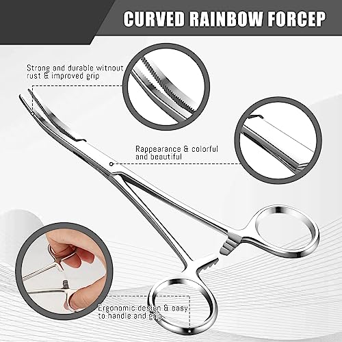 BBTO Hemostat Curved and Straight Hemostat Forceps Piercing Pliers Forceps, Stainless Steel Straight and Curved Pliers, Fishing Tweezer(Silver,2 Pcs) - color: Silver