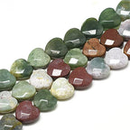 Fashewelry 18pcs Faceted Heart Natural Indian Agate Stone Beads Tumbled Chakra Gemstone Beads Crystal Healing Drilled Loose Beads for Earring Bracelet Necklace Jewelry Making, 10x10mm - color: Indian Agate, 10x10mm