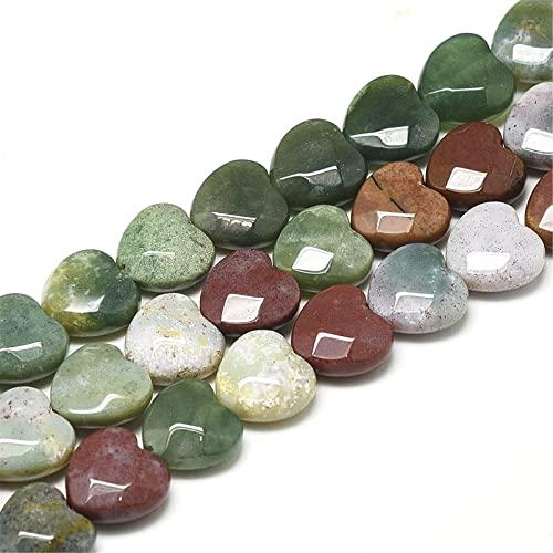 Fashewelry 18pcs Faceted Heart Natural Indian Agate Stone Beads Tumbled Chakra Gemstone Beads Crystal Healing Drilled Loose Beads for Earring Bracelet Necklace Jewelry Making, 10x10mm - color: Indian Agate, 10x10mm