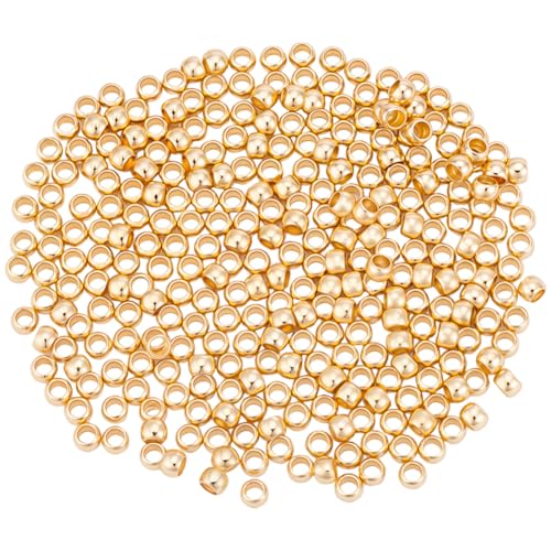 Beebeecraft 300Pcs 2.5mm Round Crimp Beads Real 14K Gold Filled Brass 1.6mm Hole Metal Rondelle Crimp Spacer Beads for Jewelry Making Necklace Bracelets Earring DIY Crafts - size: 2.5mm