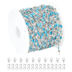 UMAOKANG 5 Meters Silver Chains for Jewelry Making Stainless Steel Necklace Chains Bulk Blue Oil Drip Craft Chain Spool Jewelry Supplies - color: Steel-Blue