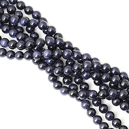 35PCS 10mm Natural Blue Sandstone Gemstone Round Loose Beads Stone Beads for Jewelry Making DIY Findings 1 Strand 15" - color: Blue Sand Stone, size: 10mm