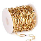 33FT Gold Paperclip Chains Roll, 7mm Aluminum Cable Link Chain Spool Bulk for DIY Crafts Jewelry Making - color: gold, size: 7MM