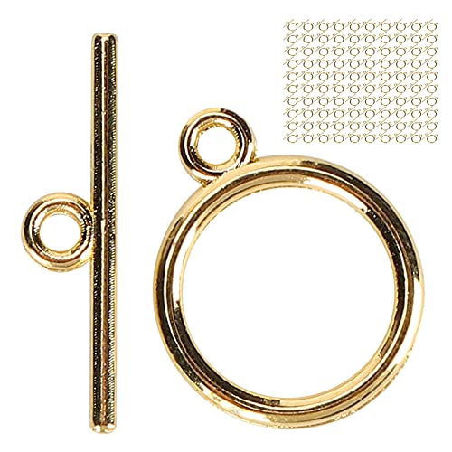 100 Pack Jewelry Clasp, Gold Bracelet Clasps Sets Alloy Toggle Jewelry Clasp Sets DIY Crafts Making Supplies Easy to Operate Toggle Connectors for Bracelet Jewelry Making
