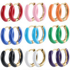 SUNNYCLUE 1 Box 18Pcs Huggie Hoop Earrings Huggie Hoop Earring Findings 16Mm Round Ear Hook Colorful 304 Stainless Steel Ear Hooks for Jewelry Making Accessories DIY Crafts Gifts Women Adult Supplies - style: Style 1