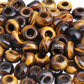TUMBEELLUWA Natural Gemstone Beads for Jewelry Making, Rondelle Large Hole Loose Beads Pack of 15,Tiger's Eye(8x14 mm) - color: #4-Brown