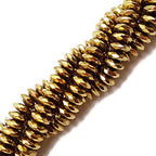 JM Design Gold Plated Hematite Faceted Rondelle Beads 3x6mm 16" Strand for Jewelry Making - size: 3x6mm