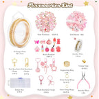 Ecoofor 249Pcs Keychain Making Kit for Kids & Adults – Includes 15 Keychain Clips, 16.4 Feet Chains, 100 Charms, Beading Accessories, Jewelry Pliers – DIY Bag Charms & Jewelry Craft Kit Supplies - color: Elegant Pink Set