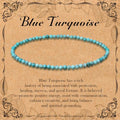BONNY BOXX Natural Genuine Gemstone Faceted Round Beads Bracelets, 3mm Adjustable Stretchy Tiny Faceted Black Tourmaline Bracelet, Healing Crystal Reiki Chakra Dainty Jewelry Fashion Gifts - color: Blue Turquoise