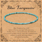 BONNY BOXX Natural Genuine Gemstone Faceted Round Beads Bracelets, 3mm Adjustable Stretchy Tiny Faceted Black Tourmaline Bracelet, Healing Crystal Reiki Chakra Dainty Jewelry Fashion Gifts - color: Blue Turquoise